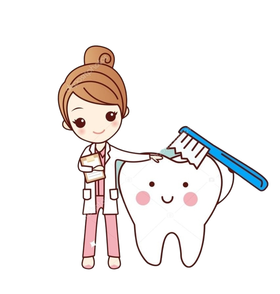 imagen de un dibujo de una dentista con un diente a su lado